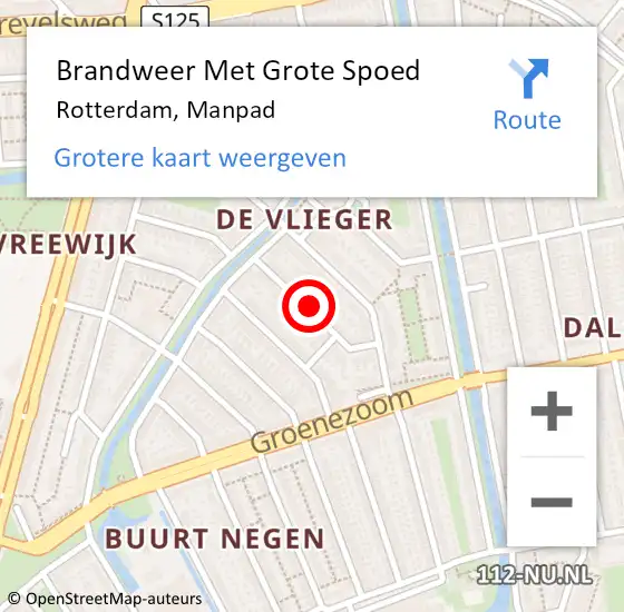 Locatie op kaart van de 112 melding: Brandweer Met Grote Spoed Naar Rotterdam, Manpad op 8 juli 2023 10:29