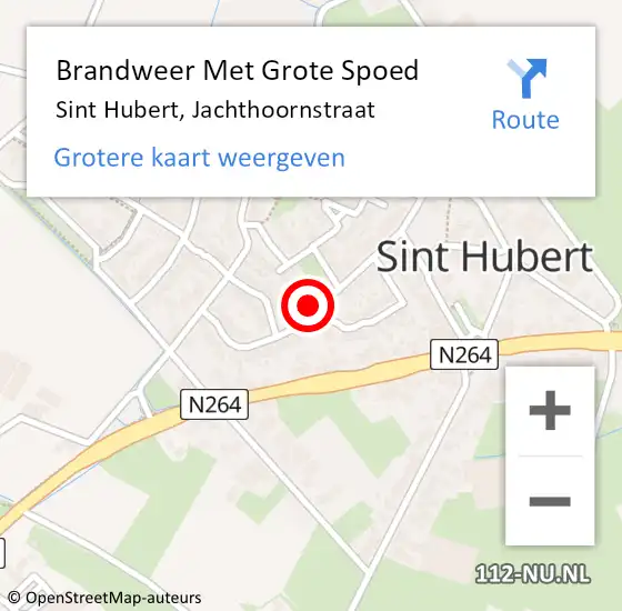 Locatie op kaart van de 112 melding: Brandweer Met Grote Spoed Naar Sint Hubert, Jachthoornstraat op 8 juli 2023 11:24