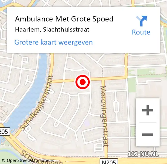 Locatie op kaart van de 112 melding: Ambulance Met Grote Spoed Naar Haarlem, Slachthuisstraat op 8 juli 2023 11:24