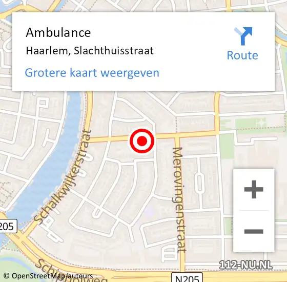 Locatie op kaart van de 112 melding: Ambulance Haarlem, Slachthuisstraat op 8 juli 2023 11:25
