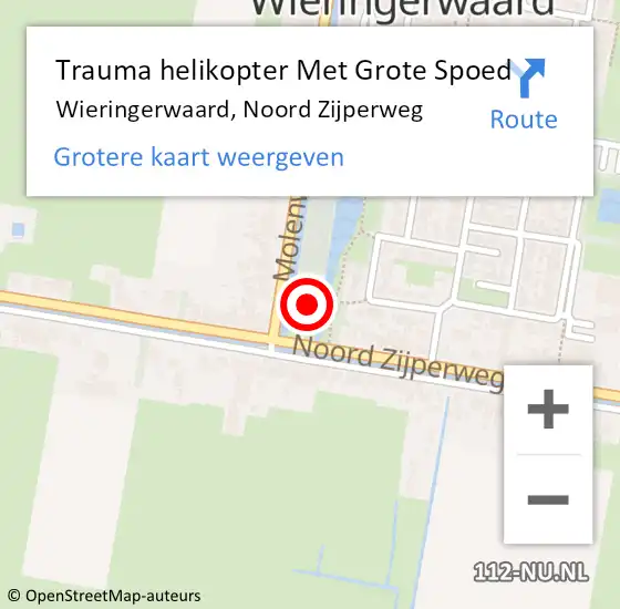 Locatie op kaart van de 112 melding: Trauma helikopter Met Grote Spoed Naar Wieringerwaard, Noord Zijperweg op 8 juli 2023 12:08