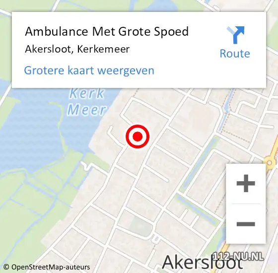 Locatie op kaart van de 112 melding: Ambulance Met Grote Spoed Naar Akersloot, Kerkemeer op 8 juli 2023 12:14