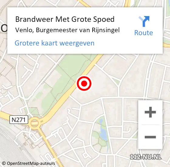 Locatie op kaart van de 112 melding: Brandweer Met Grote Spoed Naar Venlo, Burgemeester van Rijnsingel op 8 juli 2023 12:29