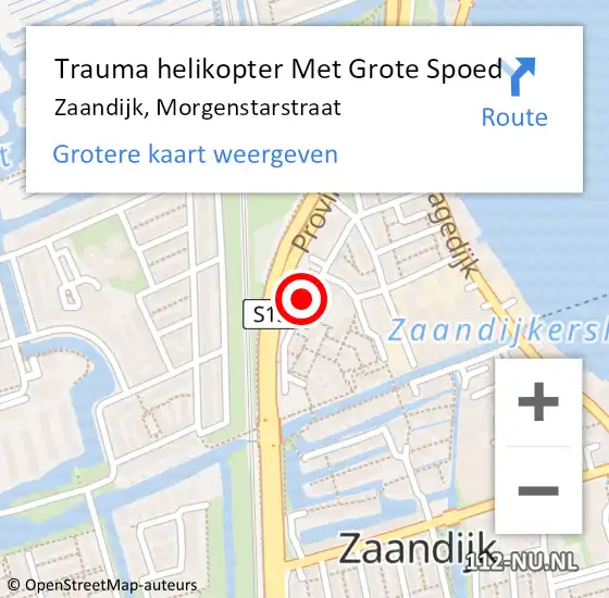 Locatie op kaart van de 112 melding: Trauma helikopter Met Grote Spoed Naar Zaandijk, Morgenstarstraat op 8 juli 2023 13:02