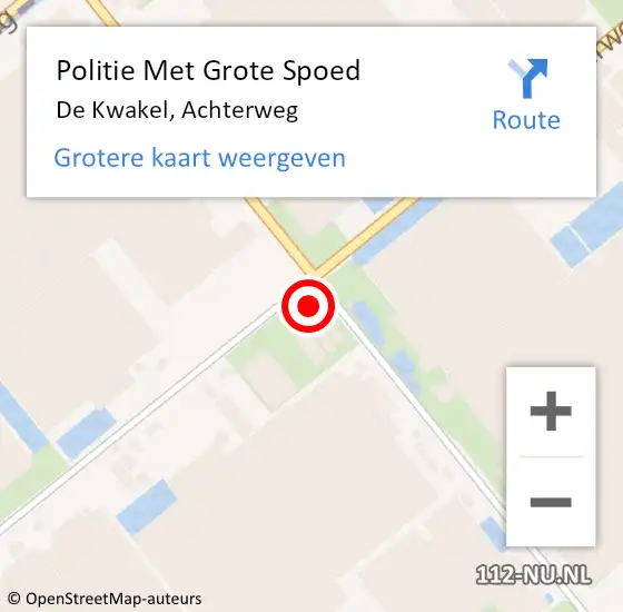 Locatie op kaart van de 112 melding: Politie Met Grote Spoed Naar De Kwakel, Achterweg op 8 juli 2023 13:03