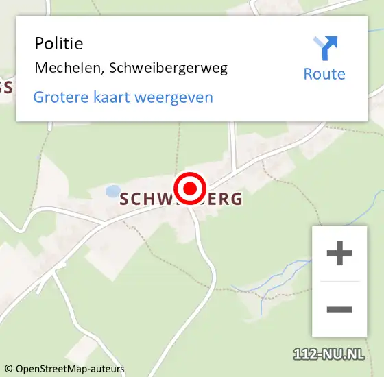 Locatie op kaart van de 112 melding: Politie Mechelen, Schweibergerweg op 8 juli 2023 14:05