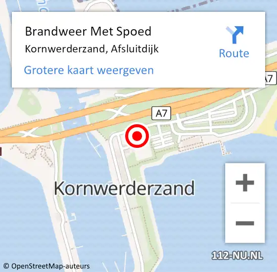 Locatie op kaart van de 112 melding: Brandweer Met Spoed Naar Kornwerderzand, Afsluitdijk op 8 juli 2023 14:49