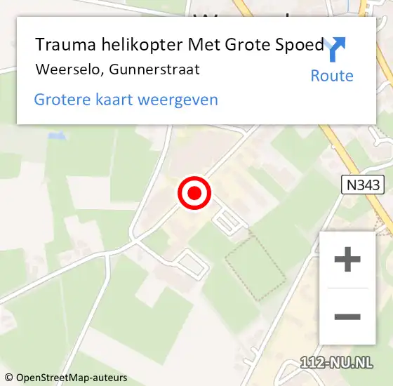 Locatie op kaart van de 112 melding: Trauma helikopter Met Grote Spoed Naar Weerselo, Gunnerstraat op 8 juli 2023 16:40