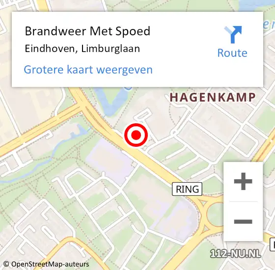 Locatie op kaart van de 112 melding: Brandweer Met Spoed Naar Eindhoven, Limburglaan op 8 juli 2023 18:01