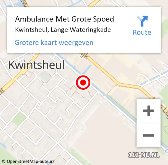 Locatie op kaart van de 112 melding: Ambulance Met Grote Spoed Naar Kwintsheul, Lange Wateringkade op 8 juli 2023 19:31