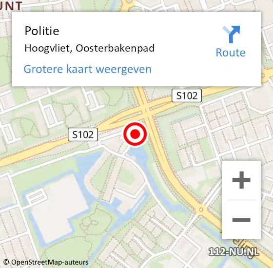 Locatie op kaart van de 112 melding: Politie Hoogvliet, Oosterbakenpad op 8 juli 2023 19:50