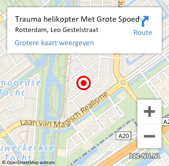 Locatie op kaart van de 112 melding: Trauma helikopter Met Grote Spoed Naar Rotterdam, Leo Gestelstraat op 8 juli 2023 20:07