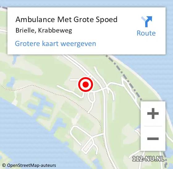 Locatie op kaart van de 112 melding: Ambulance Met Grote Spoed Naar Brielle, Krabbeweg op 8 juli 2023 20:57