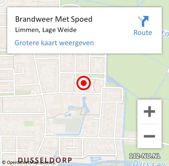 Locatie op kaart van de 112 melding: Brandweer Met Spoed Naar Limmen, Lage Weide op 8 juli 2023 21:08
