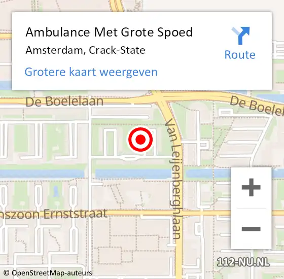 Locatie op kaart van de 112 melding: Ambulance Met Grote Spoed Naar Amsterdam, Crack-State op 8 juli 2023 22:10