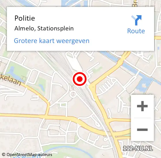 Locatie op kaart van de 112 melding: Politie Almelo, Stationsplein op 8 juli 2023 22:59