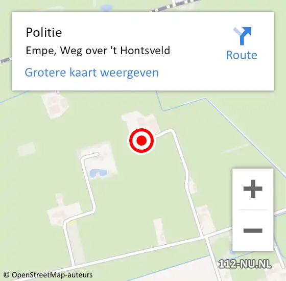 Locatie op kaart van de 112 melding: Politie Empe, Weg over 't Hontsveld op 9 juli 2023 01:43