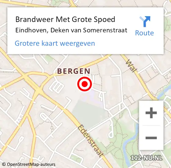 Locatie op kaart van de 112 melding: Brandweer Met Grote Spoed Naar Eindhoven, Deken van Somerenstraat op 9 juli 2023 04:15