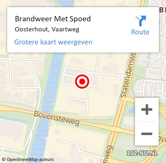 Locatie op kaart van de 112 melding: Brandweer Met Spoed Naar Oosterhout, Vaartweg op 9 juli 2023 04:22