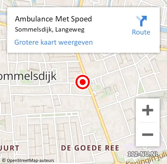 Locatie op kaart van de 112 melding: Ambulance Met Spoed Naar Sommelsdijk, Langeweg op 9 juli 2023 05:06