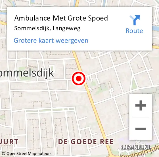 Locatie op kaart van de 112 melding: Ambulance Met Grote Spoed Naar Sommelsdijk, Langeweg op 9 juli 2023 05:10