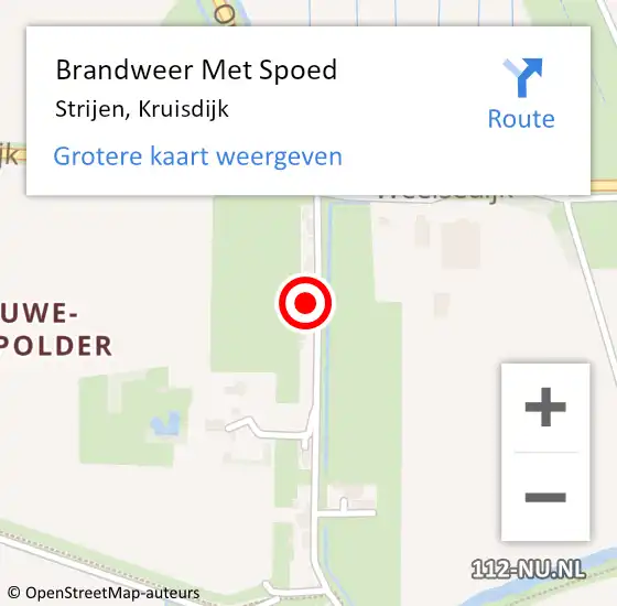 Locatie op kaart van de 112 melding: Brandweer Met Spoed Naar Strijen, Kruisdijk op 9 juli 2023 08:29