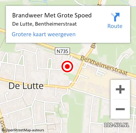 Locatie op kaart van de 112 melding: Brandweer Met Grote Spoed Naar De Lutte, Bentheimerstraat op 9 juli 2023 10:09
