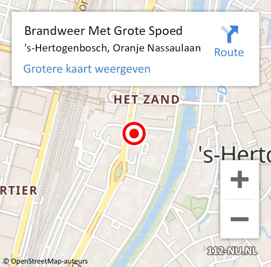 Locatie op kaart van de 112 melding: Brandweer Met Grote Spoed Naar 's-Hertogenbosch, Oranje Nassaulaan op 9 juli 2023 11:33