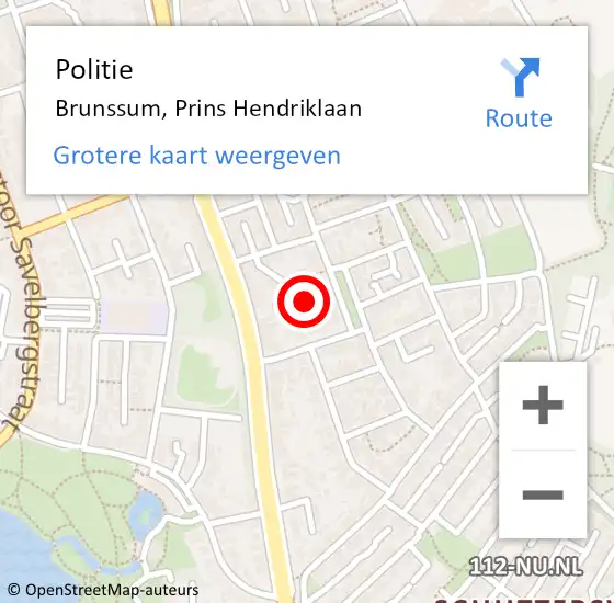 Locatie op kaart van de 112 melding: Politie Brunssum, Prins Hendriklaan op 9 juli 2023 11:40