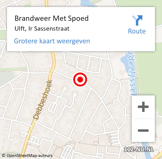 Locatie op kaart van de 112 melding: Brandweer Met Spoed Naar Ulft, Ir Sassenstraat op 9 juli 2023 12:20