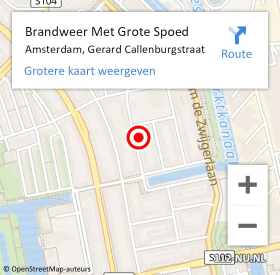 Locatie op kaart van de 112 melding: Brandweer Met Grote Spoed Naar Amsterdam, Gerard Callenburgstraat op 9 juli 2023 12:29