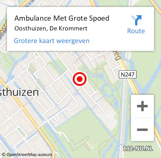 Locatie op kaart van de 112 melding: Ambulance Met Grote Spoed Naar Oosthuizen, De Krommert op 9 juli 2023 12:33