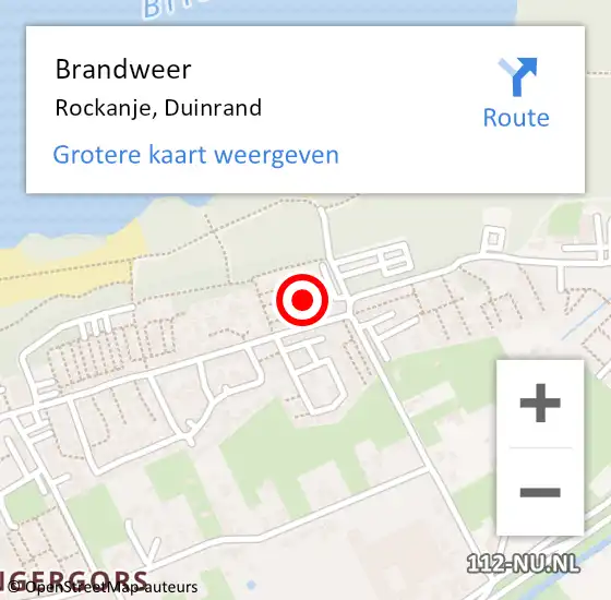 Locatie op kaart van de 112 melding: Brandweer Rockanje, Duinrand op 9 juli 2023 12:40