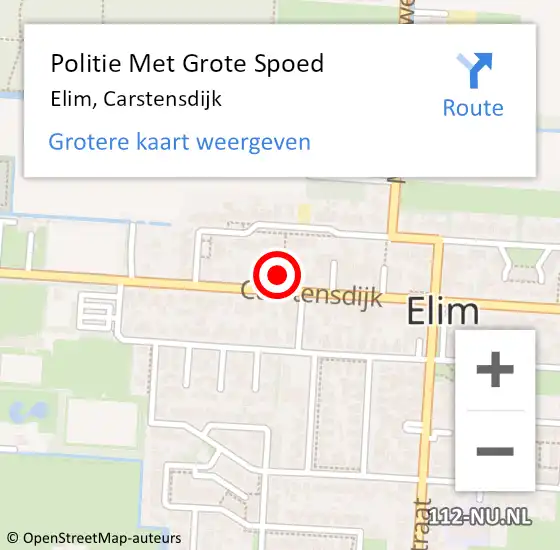 Locatie op kaart van de 112 melding: Politie Met Grote Spoed Naar Elim, Carstensdijk op 9 juli 2023 13:55
