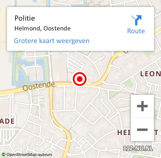 Locatie op kaart van de 112 melding: Politie Helmond, Oostende op 9 juli 2023 14:42
