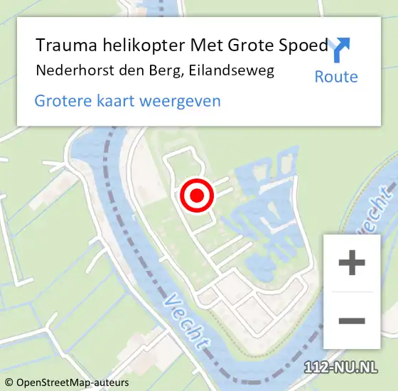 Locatie op kaart van de 112 melding: Trauma helikopter Met Grote Spoed Naar Nederhorst den Berg, Eilandseweg op 9 juli 2023 15:18
