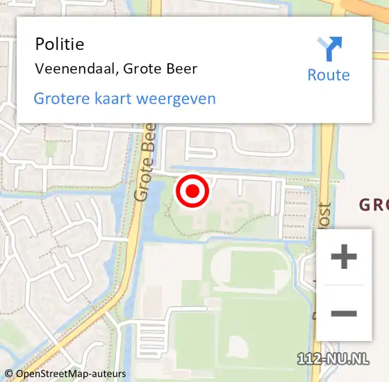 Locatie op kaart van de 112 melding: Politie Veenendaal, Grote Beer op 9 juli 2023 17:24
