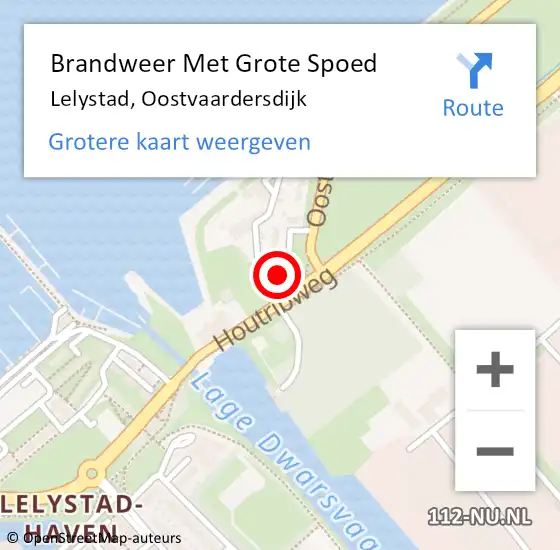 Locatie op kaart van de 112 melding: Brandweer Met Grote Spoed Naar Lelystad, Oostvaardersdijk op 9 juli 2023 17:30