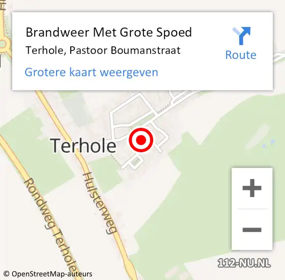Locatie op kaart van de 112 melding: Brandweer Met Grote Spoed Naar Terhole, Pastoor Boumanstraat op 9 juli 2023 18:00