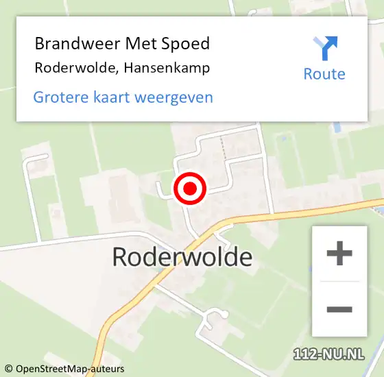 Locatie op kaart van de 112 melding: Brandweer Met Spoed Naar Roderwolde, Hansenkamp op 9 juli 2023 18:20