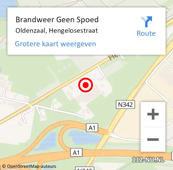 Locatie op kaart van de 112 melding: Brandweer Geen Spoed Naar Oldenzaal, Hengelosestraat op 9 juli 2023 18:51