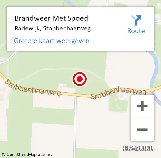 Locatie op kaart van de 112 melding: Brandweer Met Spoed Naar Radewijk, Stobbenhaarweg op 9 juli 2023 19:03