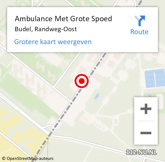 Locatie op kaart van de 112 melding: Ambulance Met Grote Spoed Naar Budel, Randweg-Oost op 9 juli 2023 20:34