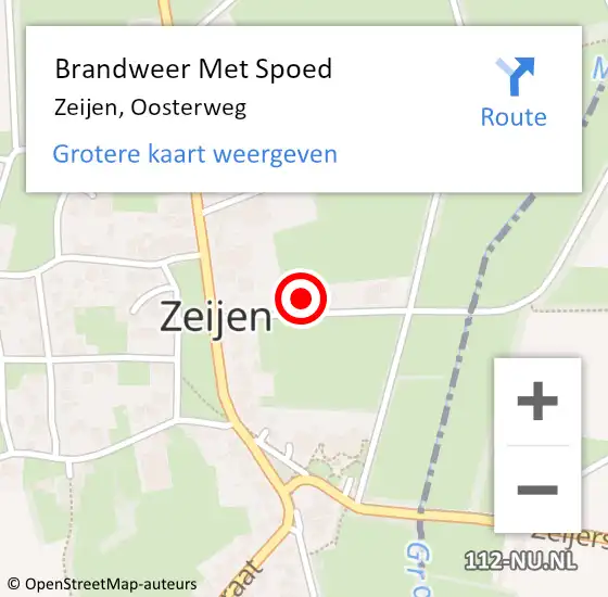 Locatie op kaart van de 112 melding: Brandweer Met Spoed Naar Zeijen, Oosterweg op 9 juli 2023 21:40