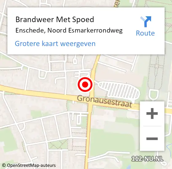 Locatie op kaart van de 112 melding: Brandweer Met Spoed Naar Enschede, Noord Esmarkerrondweg op 9 juli 2023 21:54