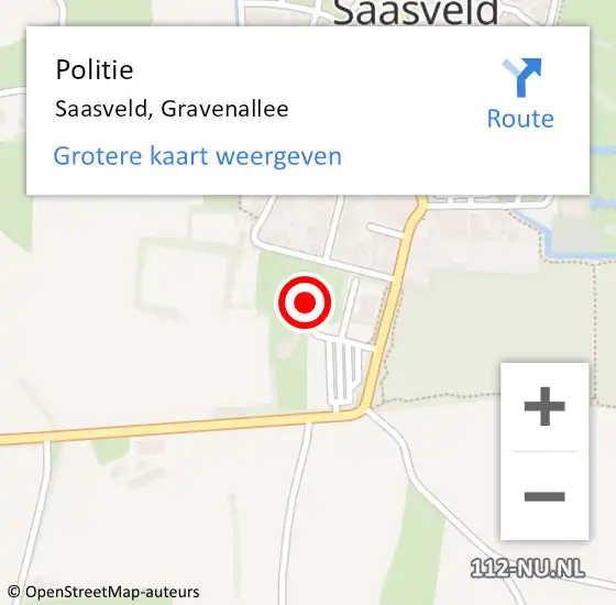 Locatie op kaart van de 112 melding: Politie Saasveld, Gravenallee op 9 juli 2023 23:16