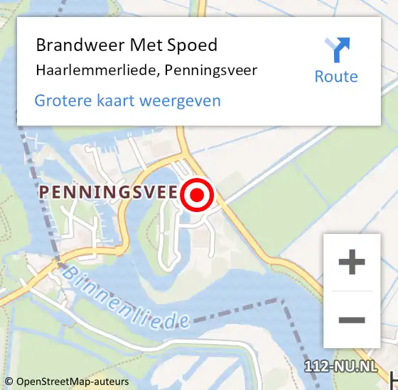 Locatie op kaart van de 112 melding: Brandweer Met Spoed Naar Haarlemmerliede, Penningsveer op 10 juli 2023 00:46