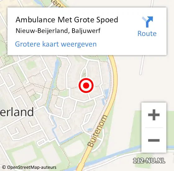 Locatie op kaart van de 112 melding: Ambulance Met Grote Spoed Naar Nieuw-Beijerland, Baljuwerf op 10 juli 2023 06:57