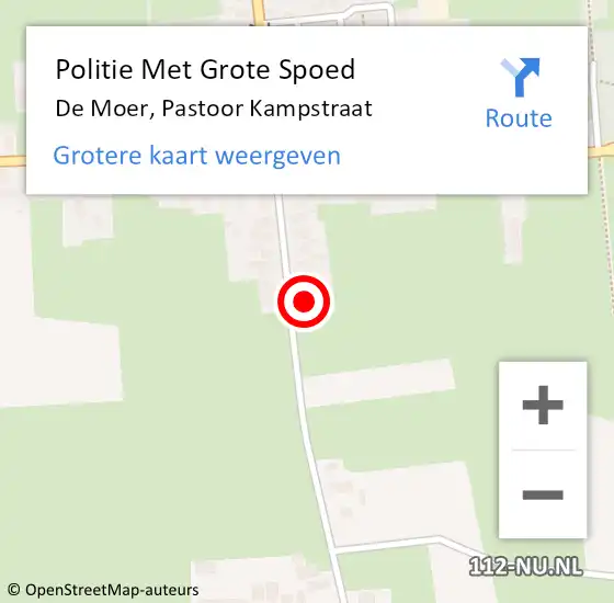 Locatie op kaart van de 112 melding: Politie Met Grote Spoed Naar De Moer, Pastoor Kampstraat op 10 juli 2023 07:12