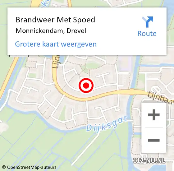 Locatie op kaart van de 112 melding: Brandweer Met Spoed Naar Monnickendam, Drevel op 10 juli 2023 08:31